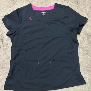 Scrubstar plain black with a little pink scrub top